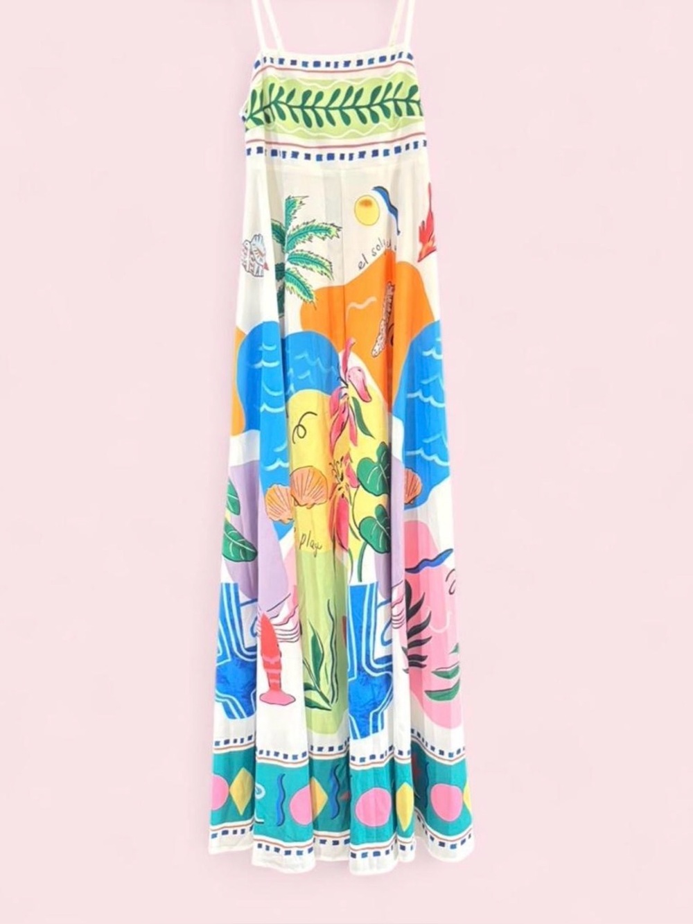 multicolored tropical maxi dress
